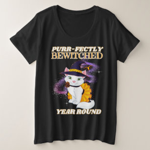 Zwarte kat grote maat t-shirt