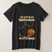 Zwarte kat grote maat t-shirt (Design voorkant)