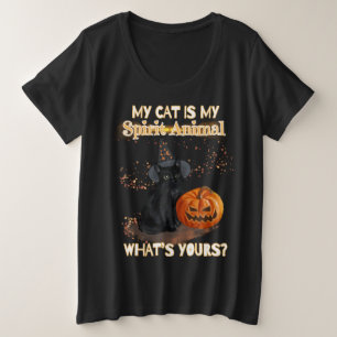 Zwarte kat grote maat t-shirt