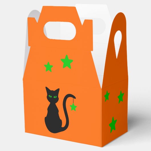 Zwarte kat gunst doos bedankdoosjes (Geopend)