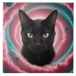 Zwarte Kat Gyre Decoratie Tegel Tegeltje