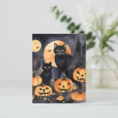 Zwarte kat Halloween A Feestdagenkaart (Staand voorkant)