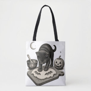 Zwarte Kat Halloween Bakken Tote Bag
