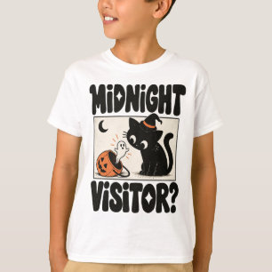 Zwarte kat Halloween-bezoeker om middernacht T-shirt