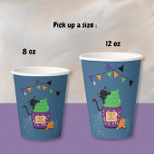 Zwarte kat Halloween Blauwe Papieren Beker