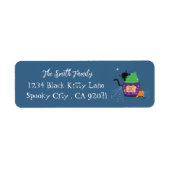Zwarte Kat Halloween Blue Return Address Labels (Voorkant)