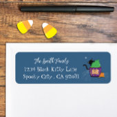 Zwarte Kat Halloween Blue Return Address Labels