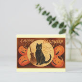  zwarte kat Halloween Briefkaart (Staand voorkant)