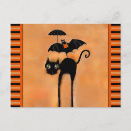 Zwarte Kat Halloween Briefkaart