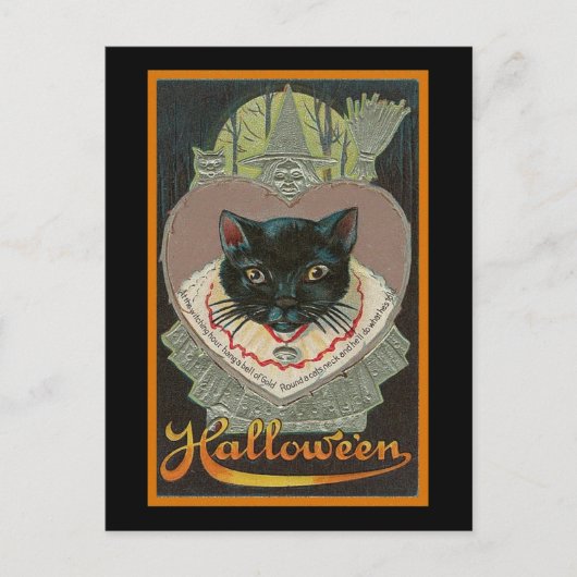 zwarte kat Halloween Briefkaart (Voorkant)