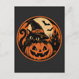 Zwarte kat Halloween Briefkaart