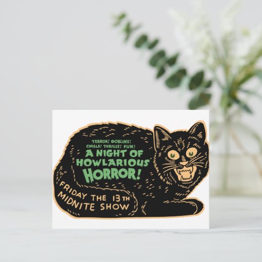  zwarte kat Halloween Briefkaart (Staand voorkant)