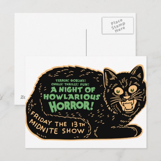  zwarte kat Halloween Briefkaart (Voorkant / Achterkant)