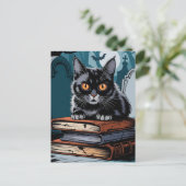  zwarte kat Halloween Briefkaart (Staand voorkant)