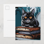  zwarte kat Halloween Briefkaart (Voorkant / Achterkant)