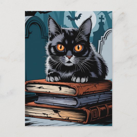  zwarte kat Halloween Briefkaart (Voorkant)