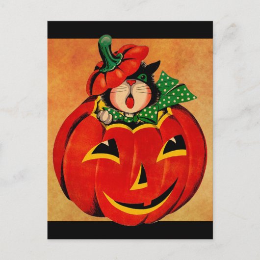 zwarte kat Halloween Briefkaart (Voorkant)