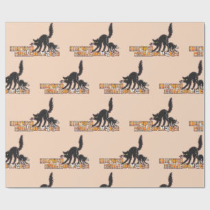 Zwarte kat halloween cadeaupapier