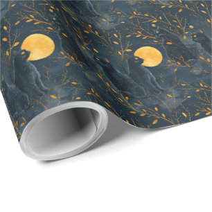 Zwarte Kat Halloween Cadeauverpakkings Papier Wrap