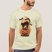 Zwarte kat Halloween Cat Lovers Sterrennacht Cat T-shirt (Voorkant)