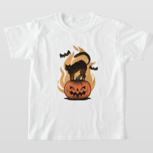 Zwarte kat Halloween Cat Lovers Sterrennacht Cat T-shirt