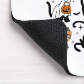 Zwarte kat Halloween Coquette Bow Halloween Pompoe Muismat (Hoek)
