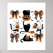 Zwarte kat Halloween Coquette Bow Halloween Pompoe Poster (Voorkant)