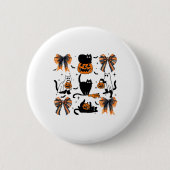 Zwarte kat Halloween Coquette Bow Halloween Pompoe Ronde Button 5,7 Cm (Voorkant)