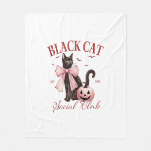 Zwarte kat Halloween Coquette Sociale Club Roze Bo Fleece Deken