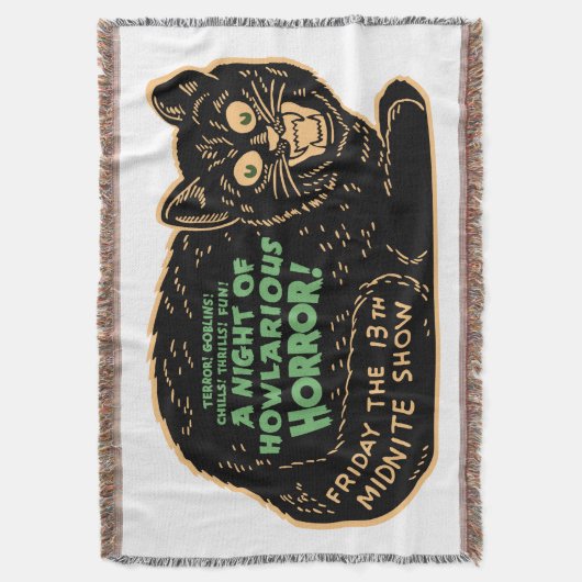  zwarte kat Halloween Deken (Voorkant Verticaal)