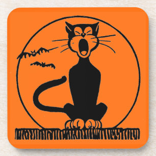 zwarte kat Halloween Drankjes Onderzetter