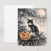Zwarte Kat Halloween E Feestdagenkaart (Voorkant / Achterkant)