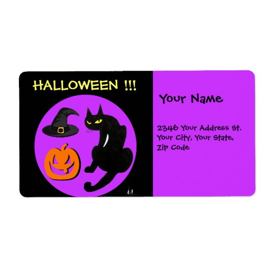 ZWARTE KAT HALLOWEEN FEEST ETIKET (Voorkant)