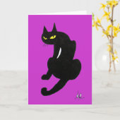 ZWARTE KAT HALLOWEEN FEEST KAART (Gele Bloem)