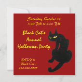 ZWARTE KAT HALLOWEEN FEEST KAART (Achterkant)