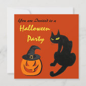 ZWARTE KAT HALLOWEEN FEEST KAART (Voorkant)