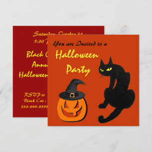 ZWARTE KAT HALLOWEEN FEEST KAART
