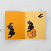 ZWARTE KAT HALLOWEEN FEEST KAART (Binnen)