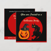 ZWARTE KAT HALLOWEEN FEEST KAART (Voorkant / Achterkant)