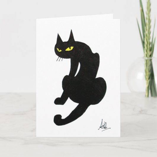 ZWARTE KAT HALLOWEEN FEEST KAART (Voorkant)