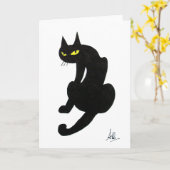 ZWARTE KAT HALLOWEEN FEEST KAART (Gele Bloem)