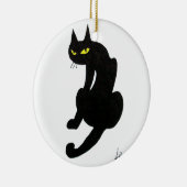 ZWARTE KAT HALLOWEEN FEEST KERAMISCH ORNAMENT (Rechts)