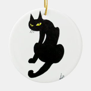 ZWARTE KAT HALLOWEEN FEEST KERAMISCH ORNAMENT