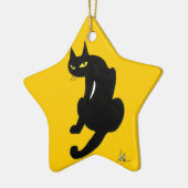 ZWARTE KAT HALLOWEEN FEEST KERAMISCH ORNAMENT (Links)