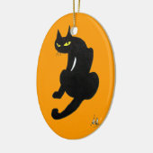 ZWARTE KAT HALLOWEEN FEEST KERAMISCH ORNAMENT (Links)