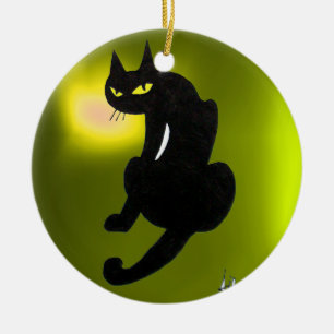 ZWARTE KAT HALLOWEEN FEEST KERAMISCH ORNAMENT