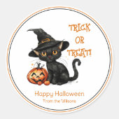 Zwarte kat Halloween feest Ronde Sticker (Voorkant)