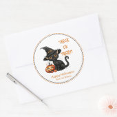 Zwarte kat Halloween feest Ronde Sticker (Envelop)