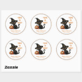 Zwarte kat Halloween feest Ronde Sticker (Vel)