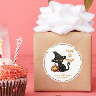 Zwarte kat Halloween feest Ronde Sticker